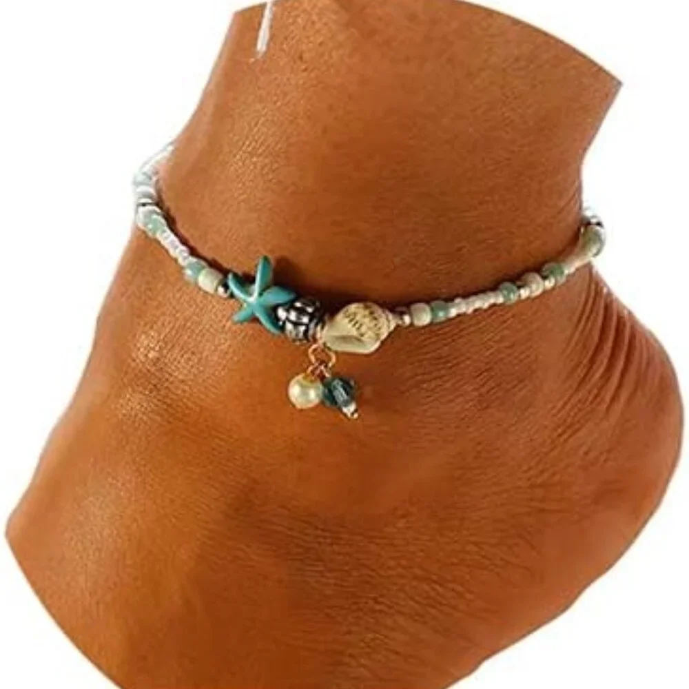 Layered Ankle Bracelets Gold Bohemian Summer Sand Beach Anklet Jewelry for Women - Picture 1 of 7